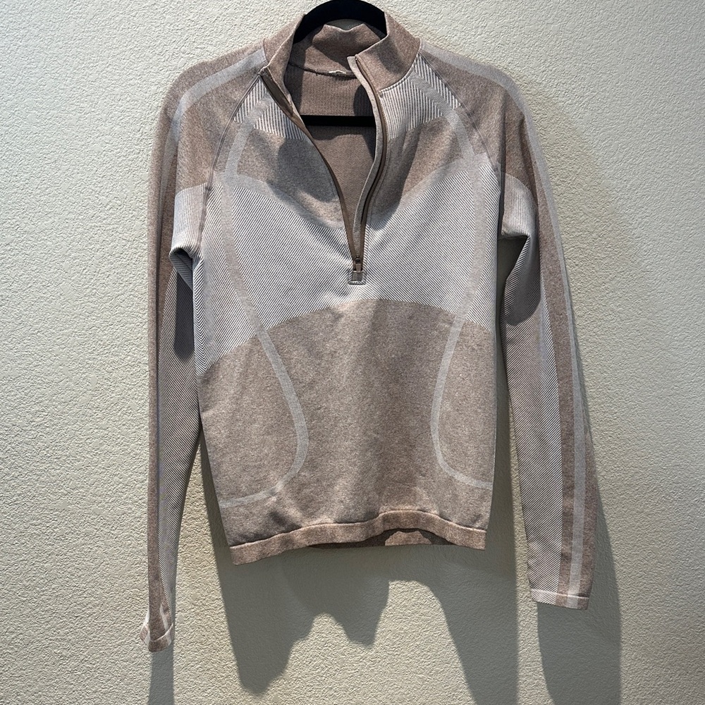 lululemon athletica Beige and Cream Half-Zip Pullover Jacket Size Medium
